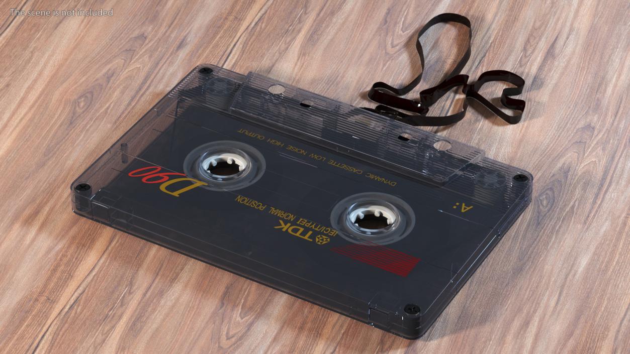 3D Old Audio Cassette with Unwound Film