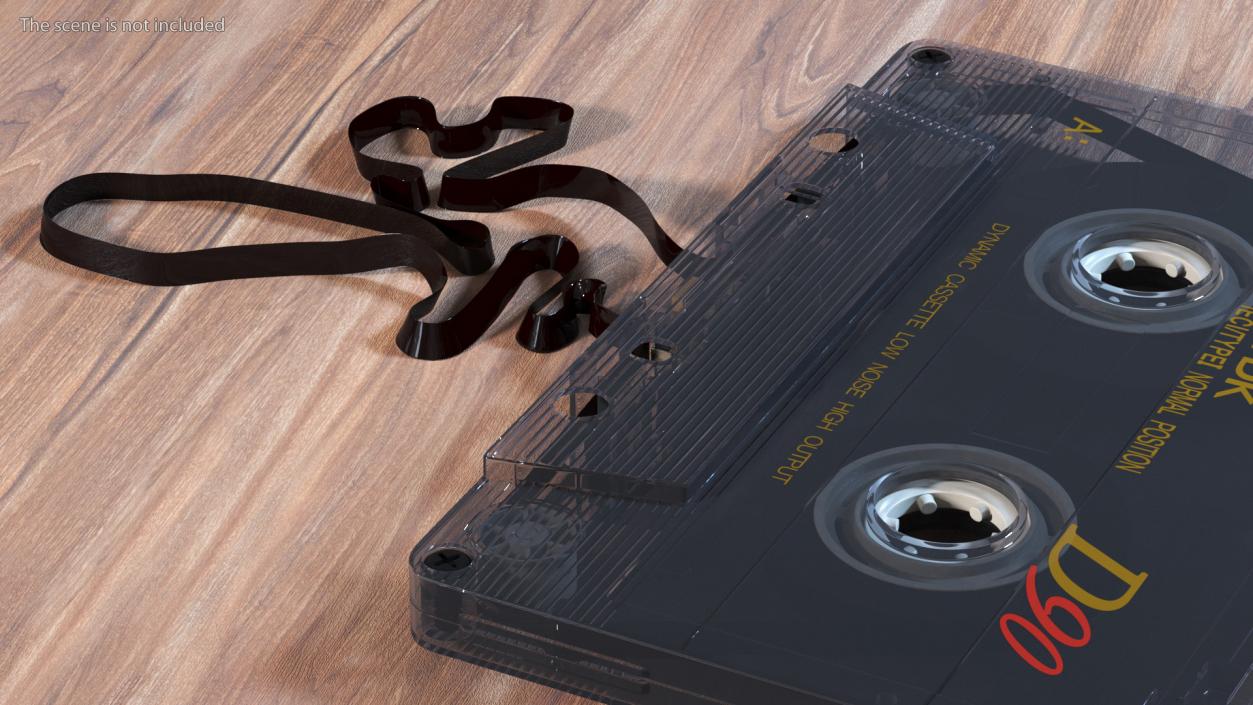 3D Old Audio Cassette with Unwound Film