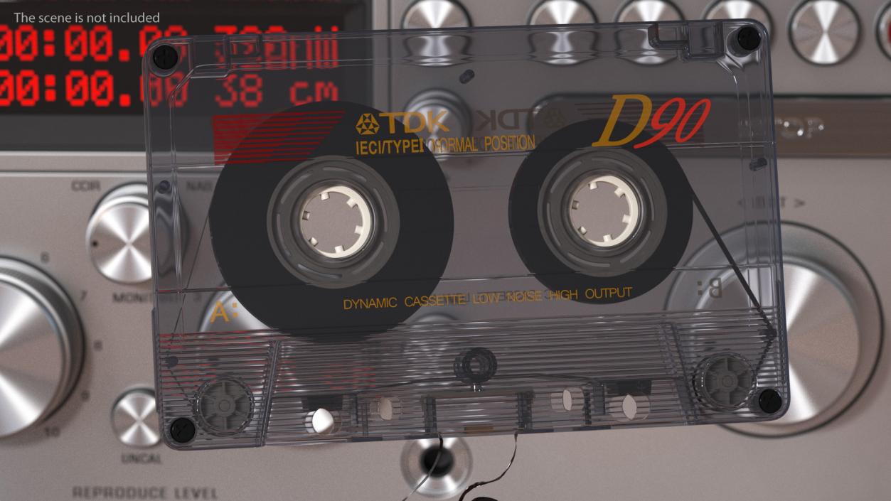 3D Old Audio Cassette with Unwound Film