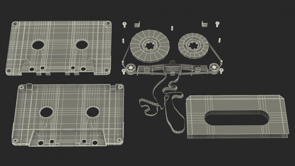 3D Old Audio Cassette with Unwound Film