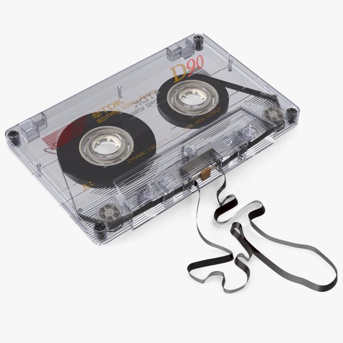 3D Old Audio Cassette with Unwound Film