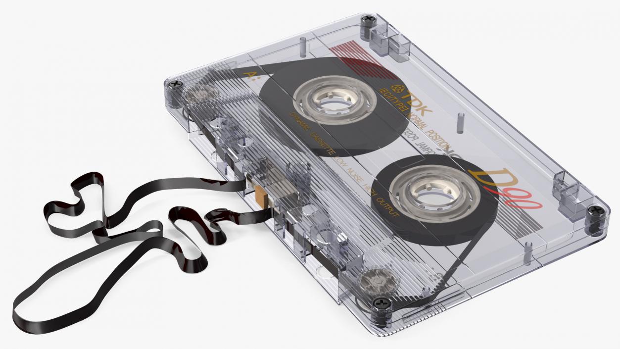 3D Old Audio Cassette with Unwound Film