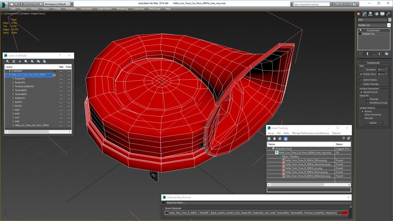 Hella Low Tone Car Horn 400Hz 3D model