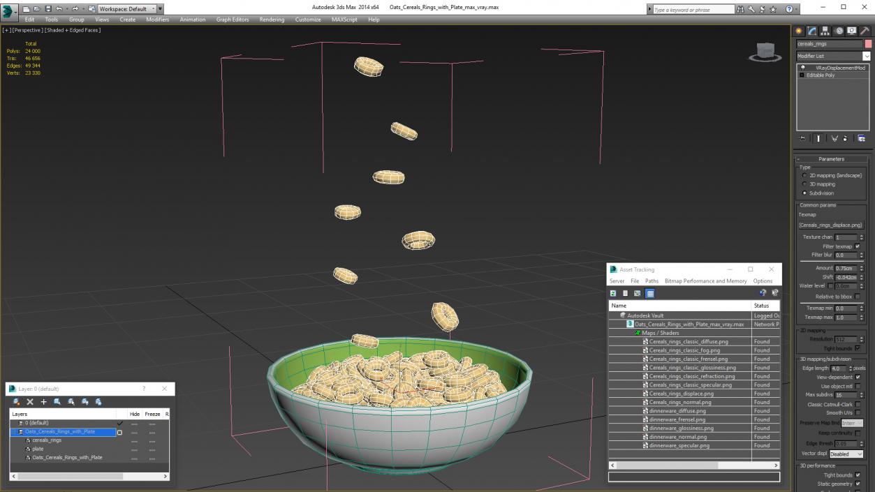 Oats Cereals Rings with Plate 3D model