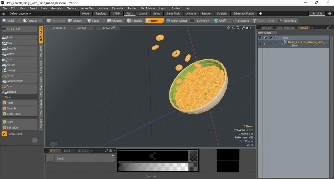 Oats Cereals Rings with Plate 3D model