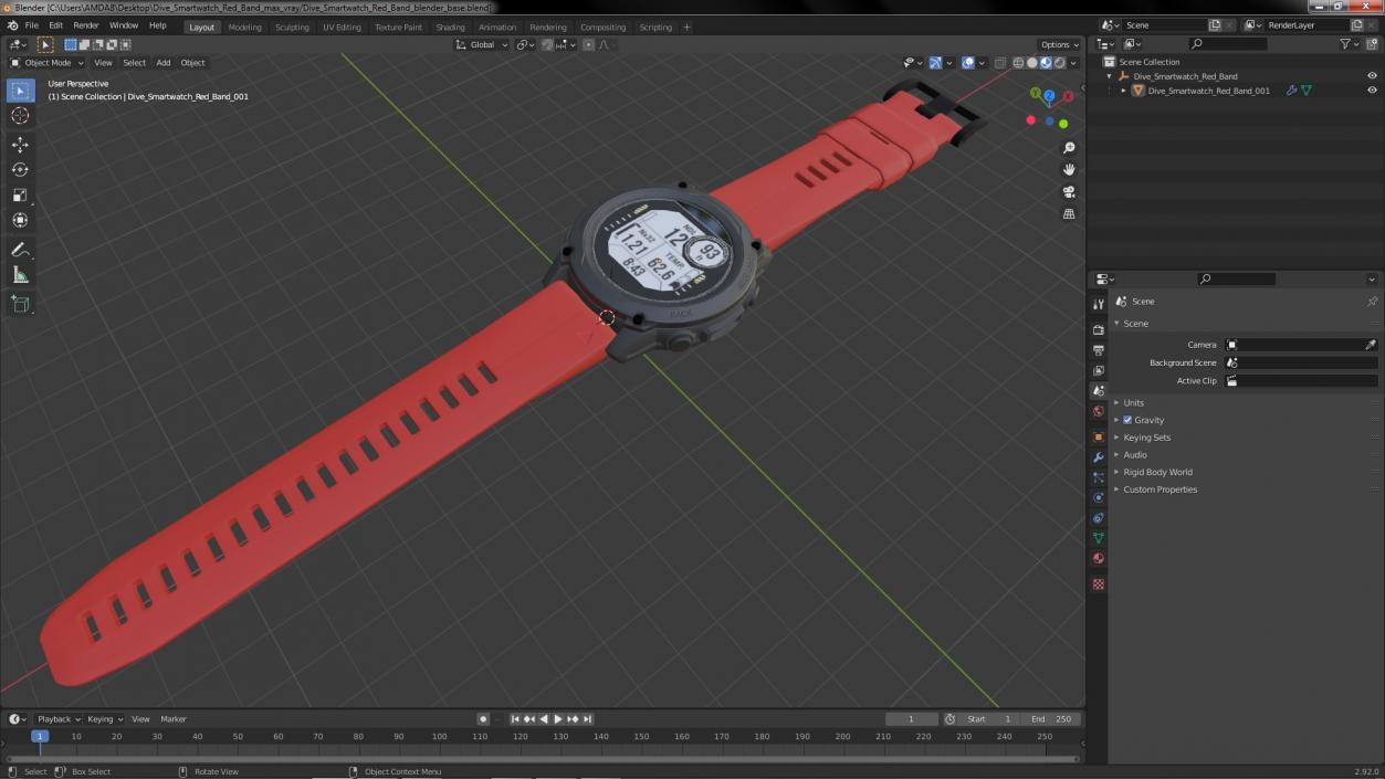 Dive Smartwatch Red Band 3D model