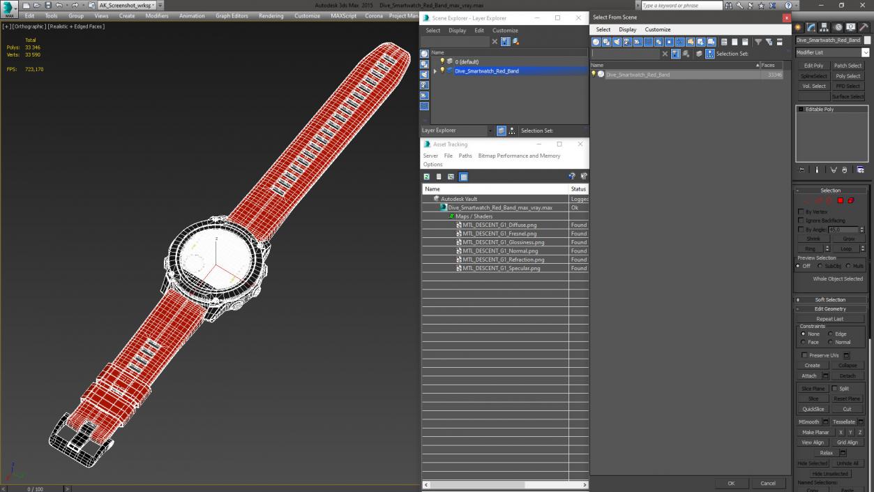 Dive Smartwatch Red Band 3D model