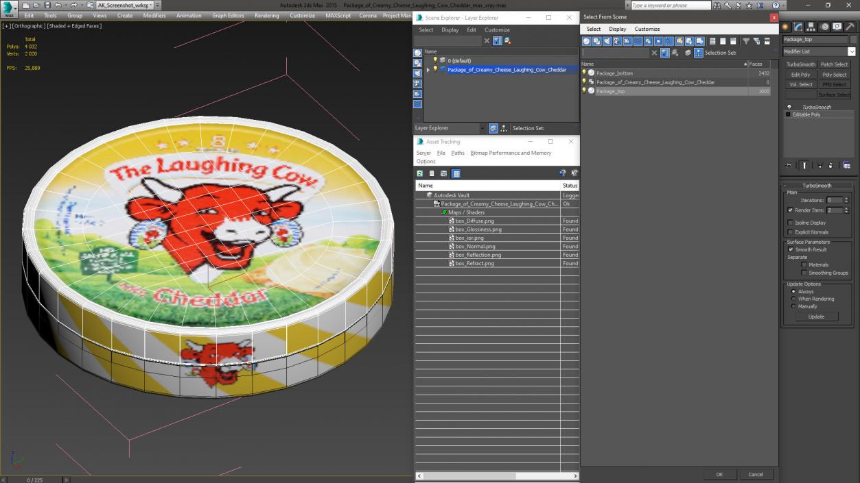 3D model Package of Creamy Cheese Laughing Cow Cheddar