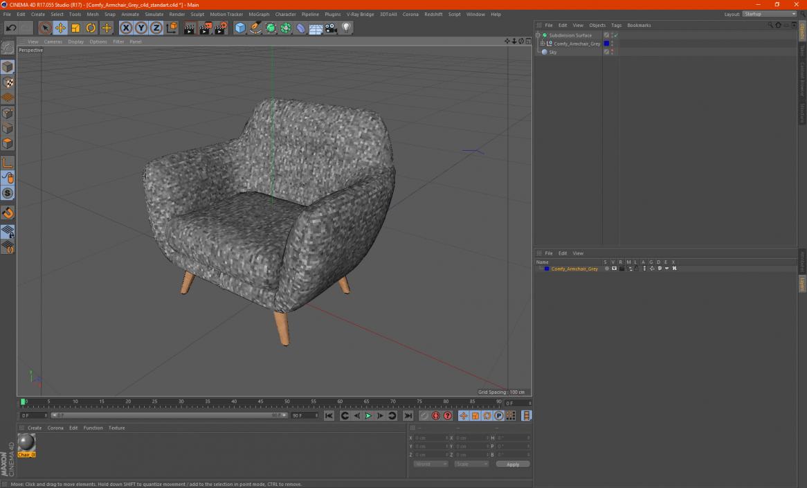 Comfy Armchair Grey 3D model