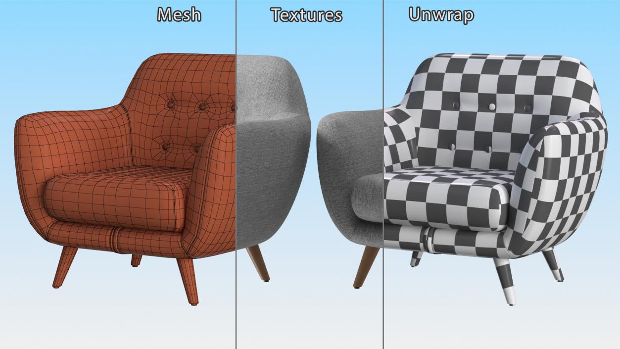 Comfy Armchair Grey 3D model