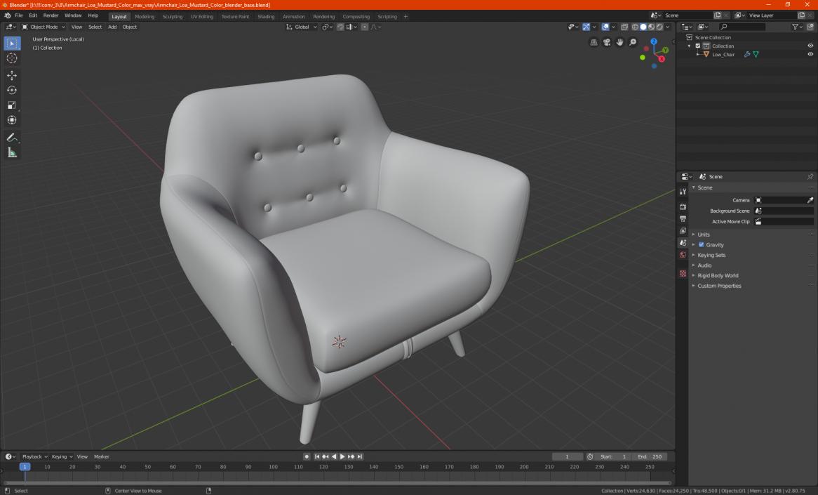 Comfy Armchair Grey 3D model