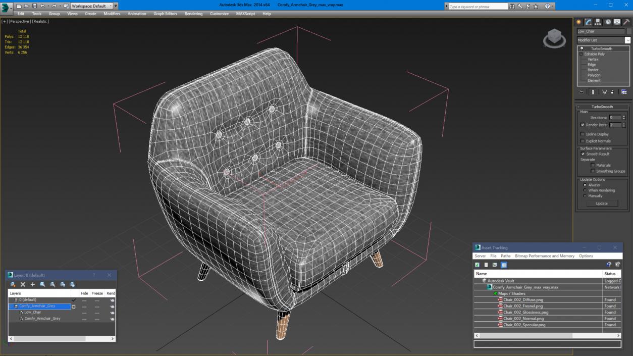 Comfy Armchair Grey 3D model