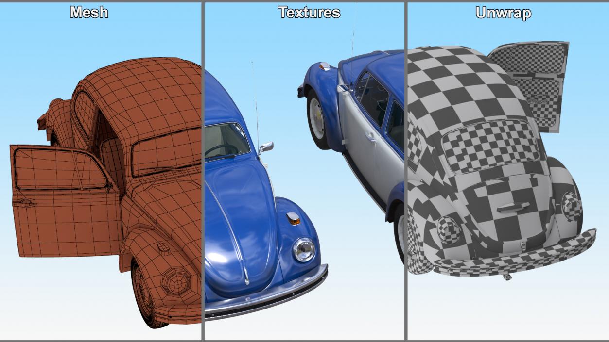 3D model Iconic Volkswagen Beetle Rigged for Maya