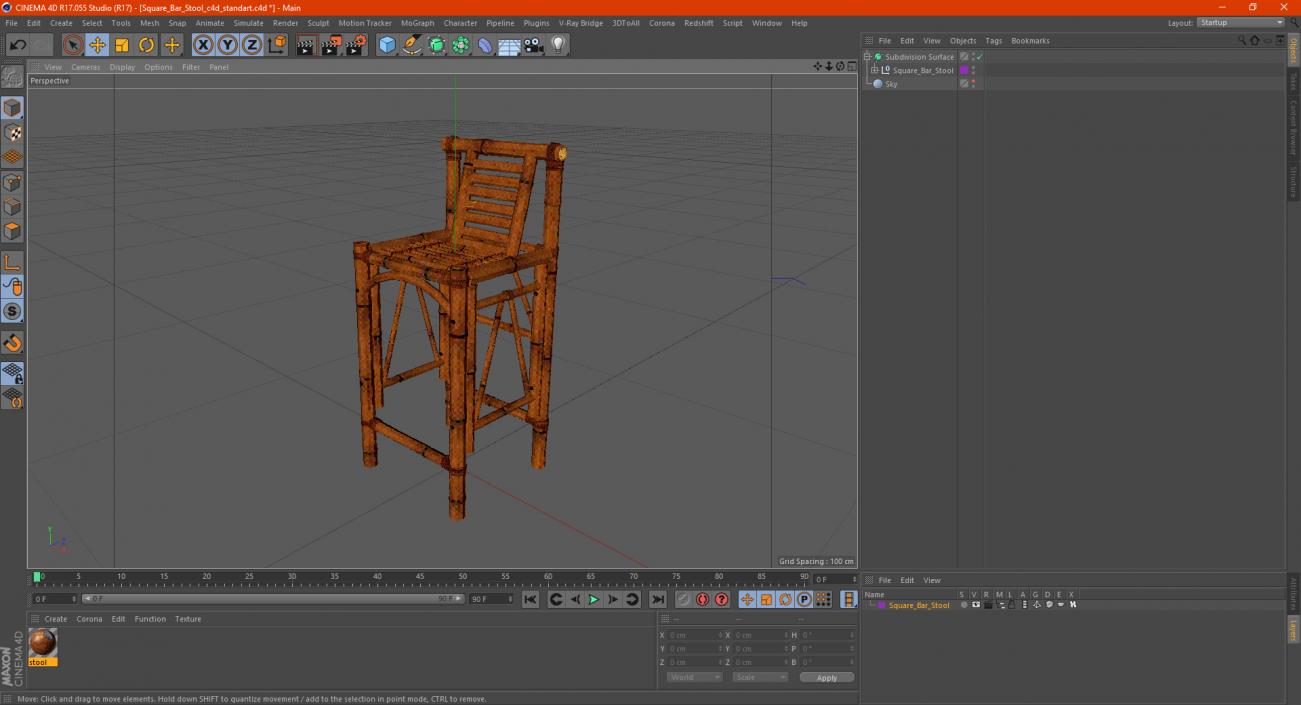 3D Square Bar Stool