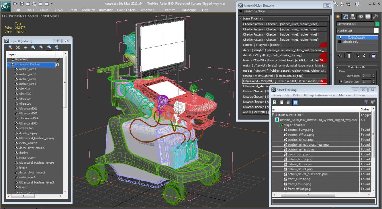 3D Toshiba Aplio i800 Ultrasound System Rigged model