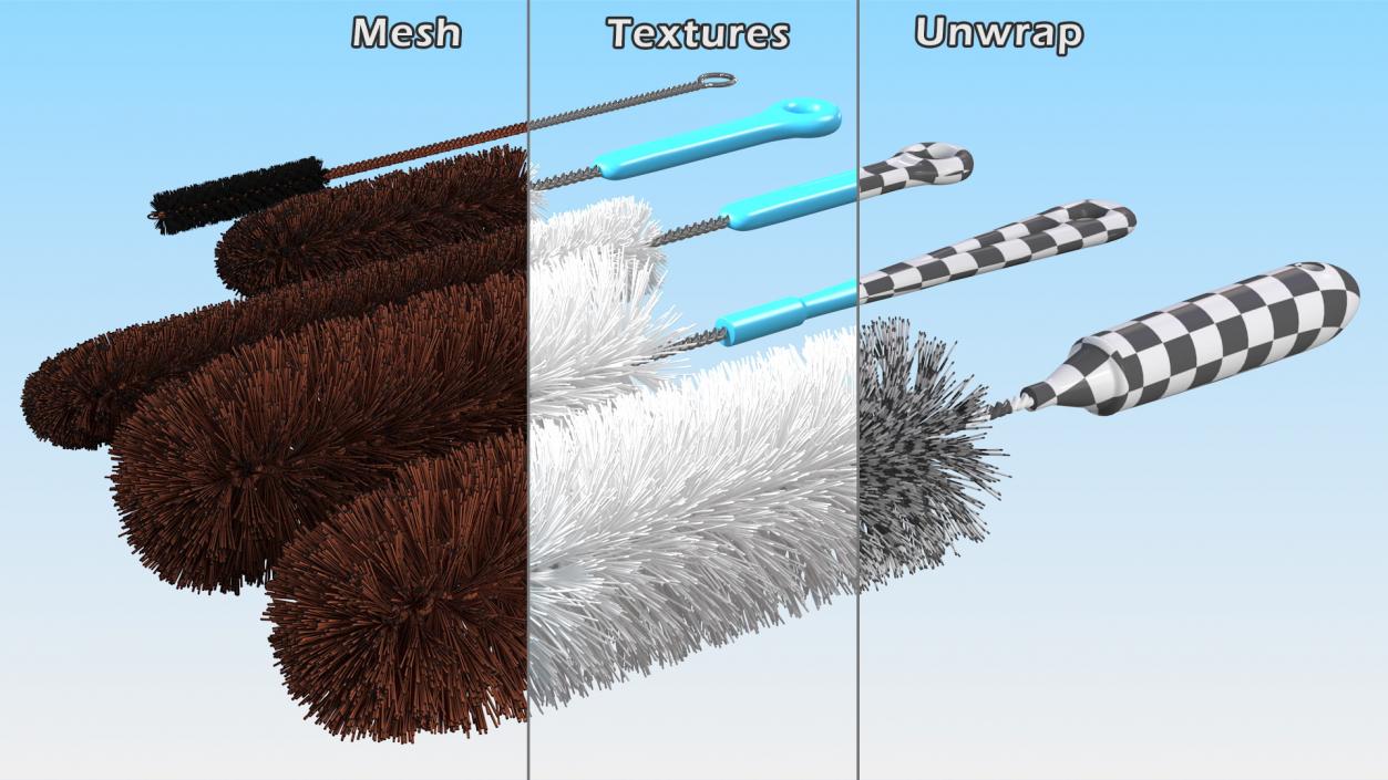 Bottle Brush Cleaner Set 3D model