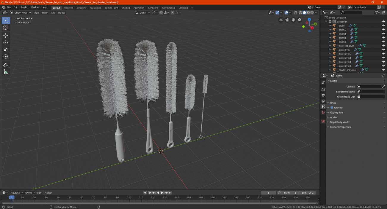 Bottle Brush Cleaner Set 3D model