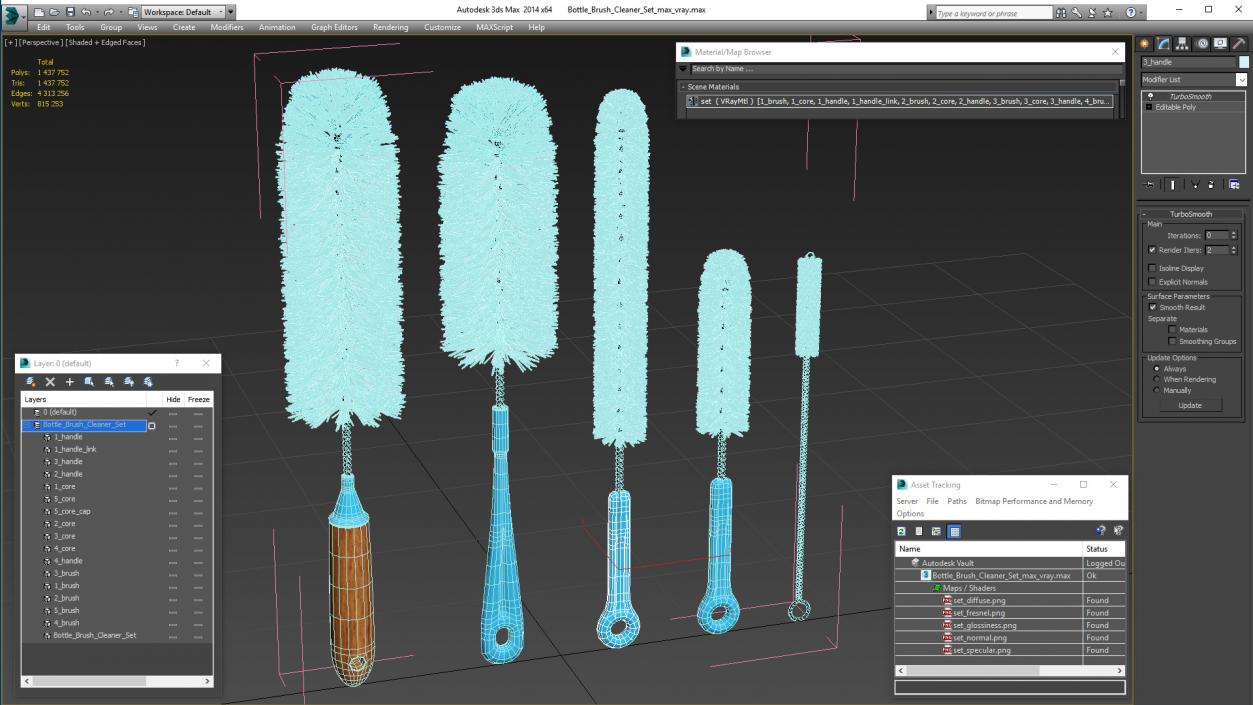 Bottle Brush Cleaner Set 3D model