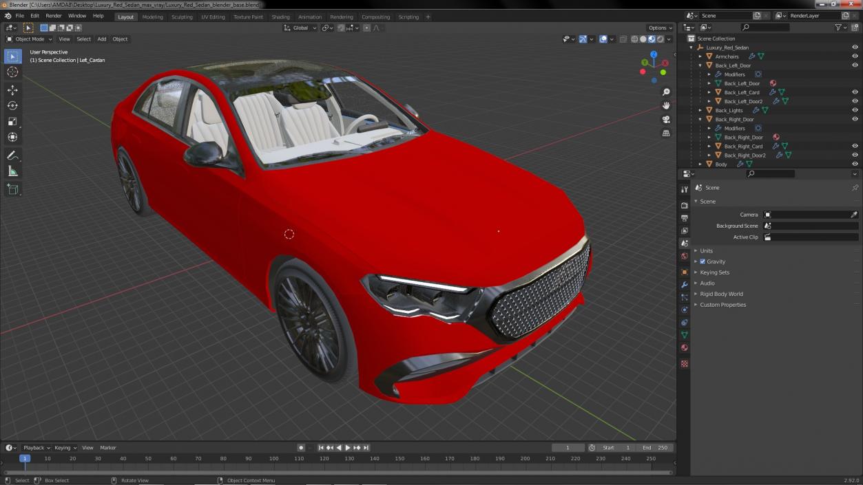 3D Luxury Red Sedan