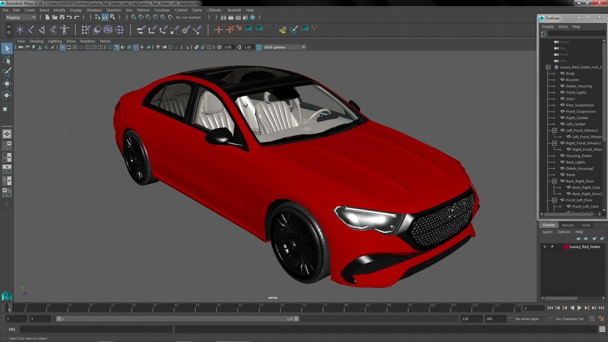 3D Luxury Red Sedan