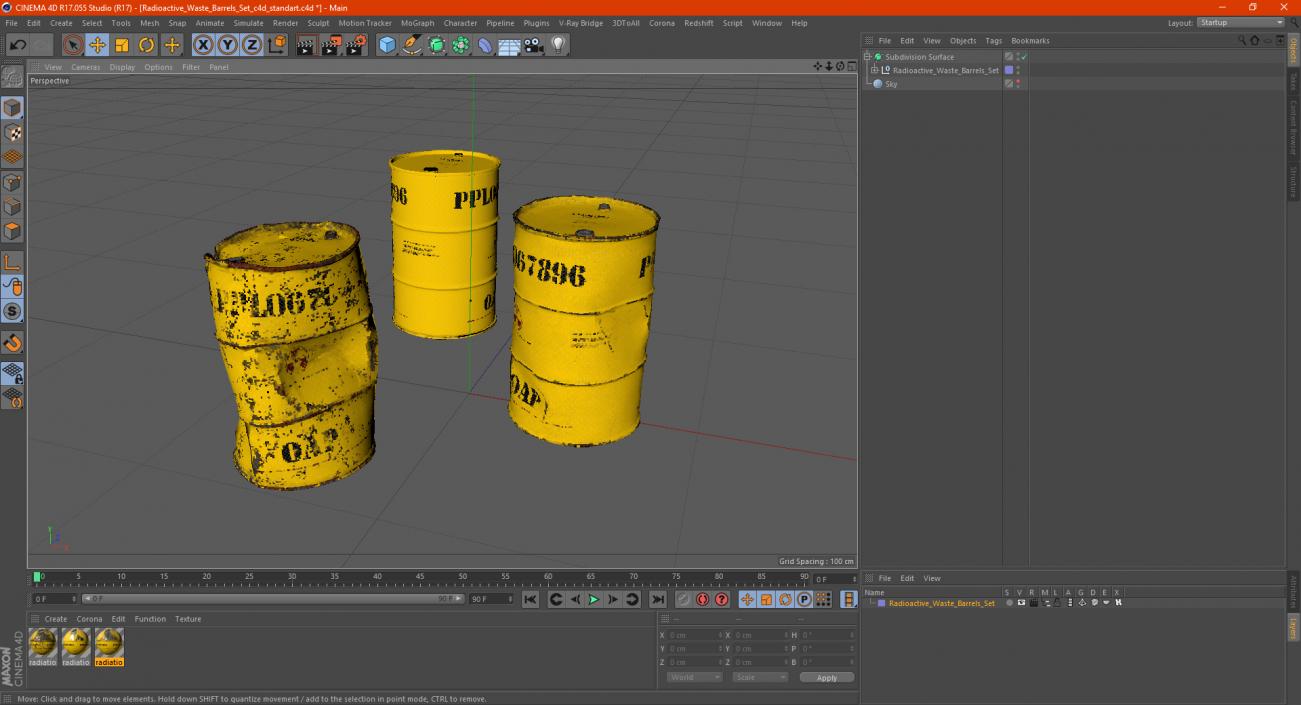 Radioactive Waste Barrels Set 3D model