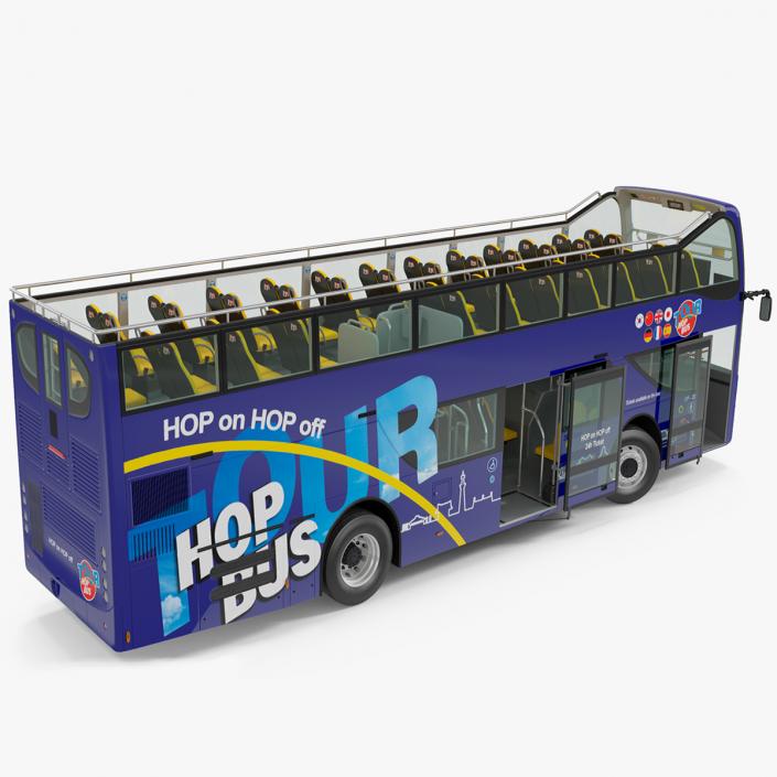 Open Top Double Decker Tour Bus Rigged for Cinema 4D 3D