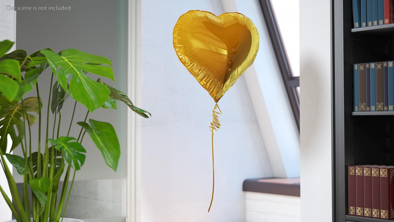 3D model Heart Shaped Foil Balloon Gold