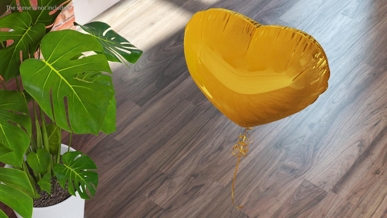 3D model Heart Shaped Foil Balloon Gold