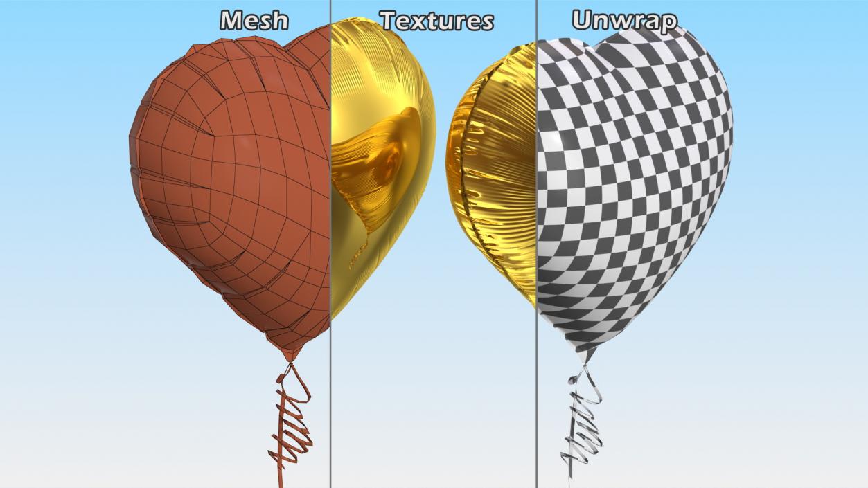 3D model Heart Shaped Foil Balloon Gold