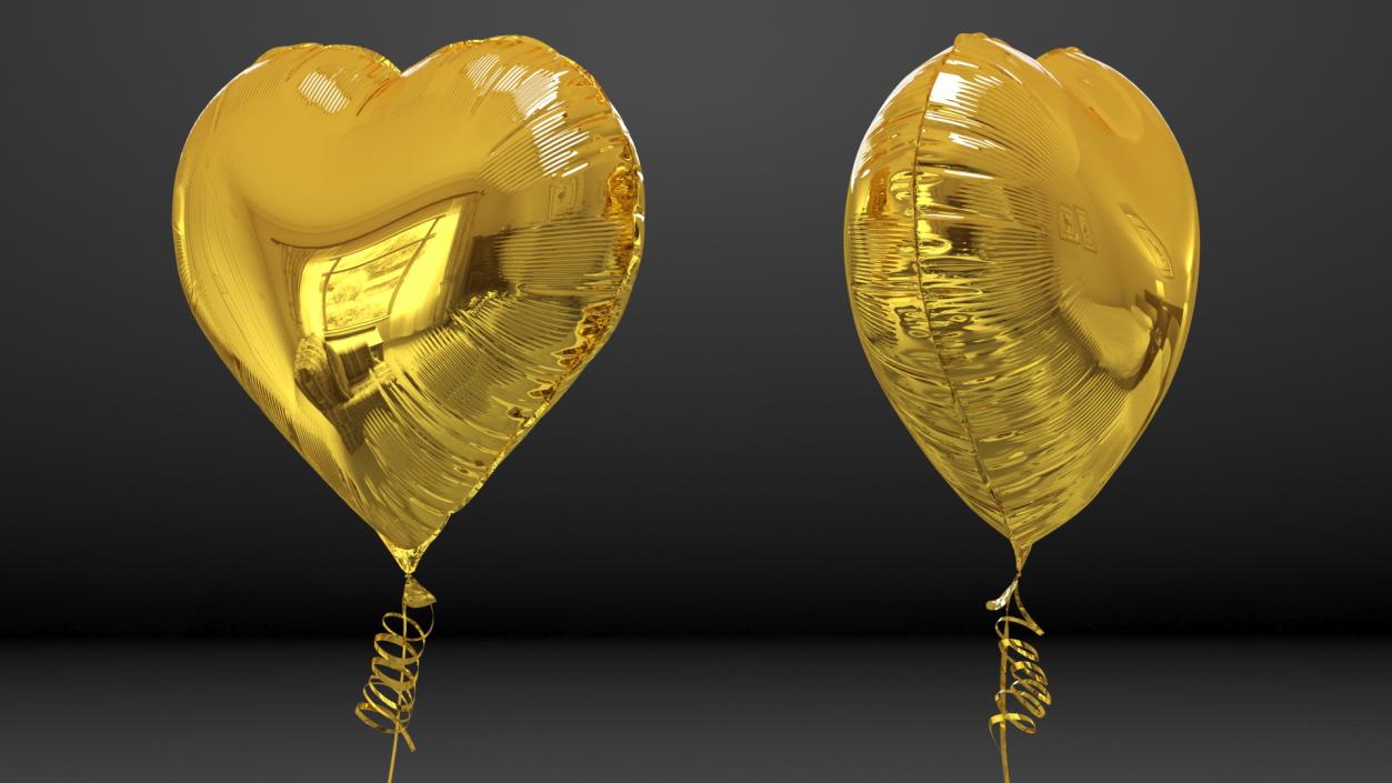 3D model Heart Shaped Foil Balloon Gold