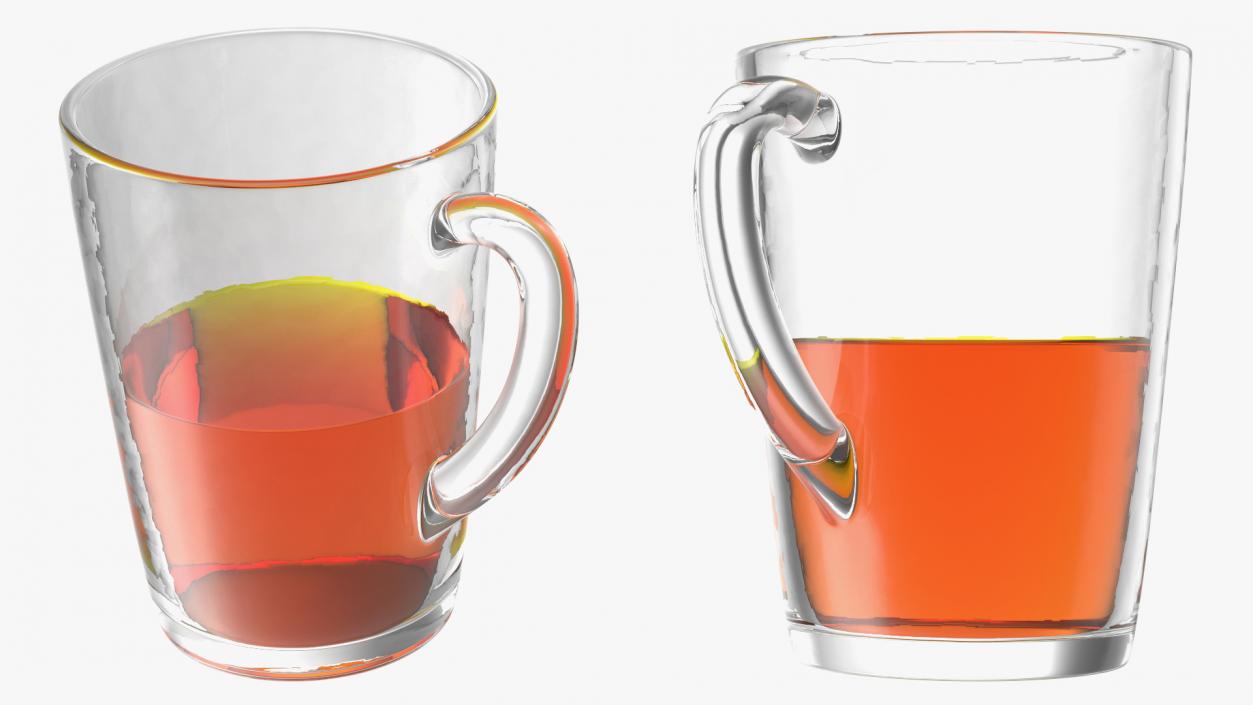 3D Tall Glass Tea Cup Half Full model