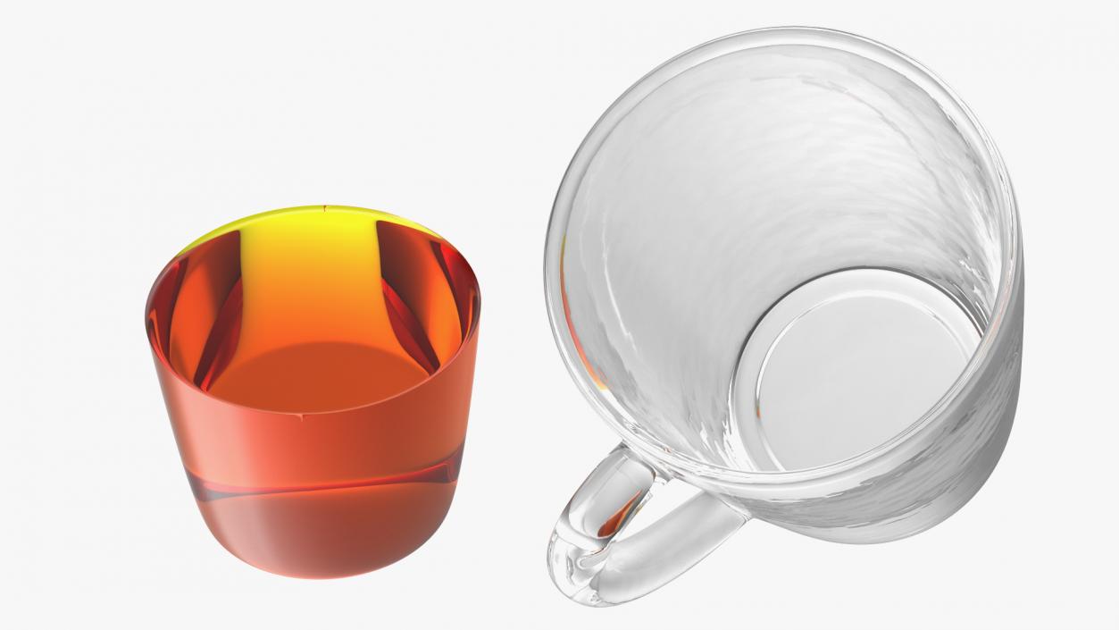 3D Tall Glass Tea Cup Half Full model