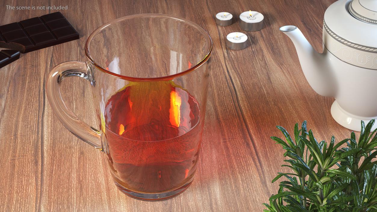 3D Tall Glass Tea Cup Half Full model