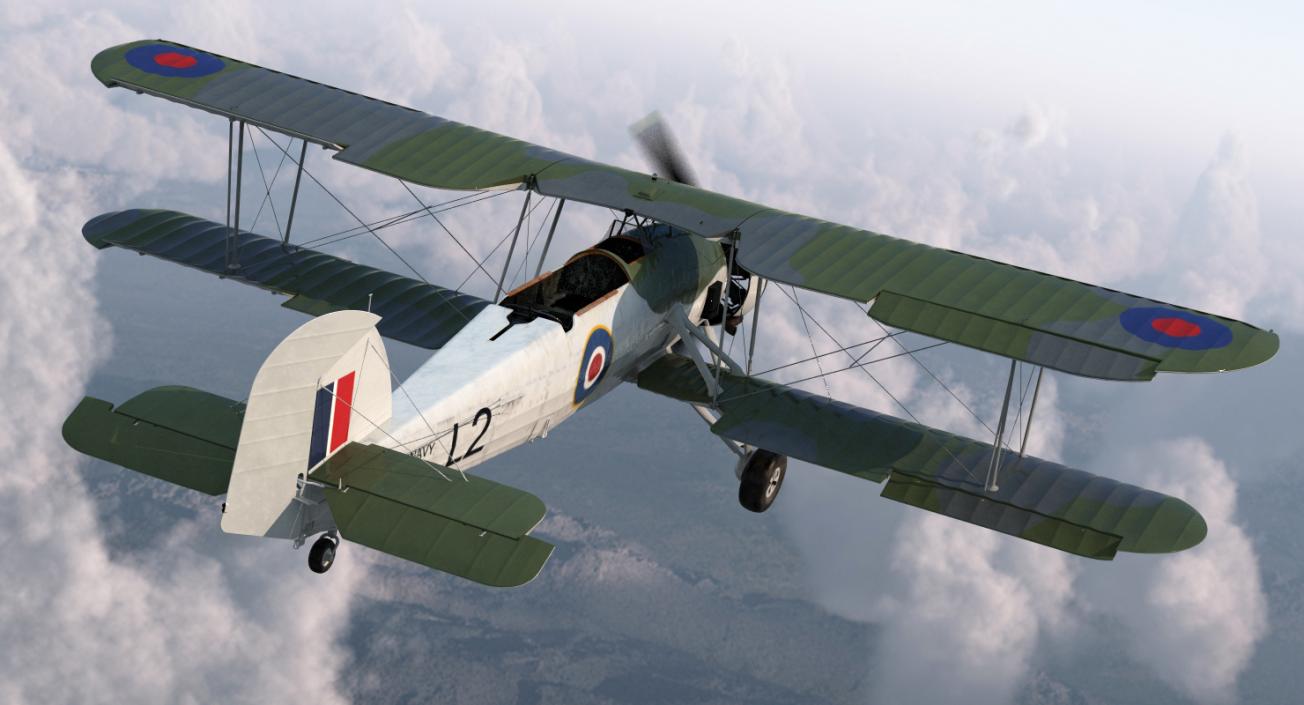 3D Biplane Torpedo Bomber Fairey Swordfish Rigged