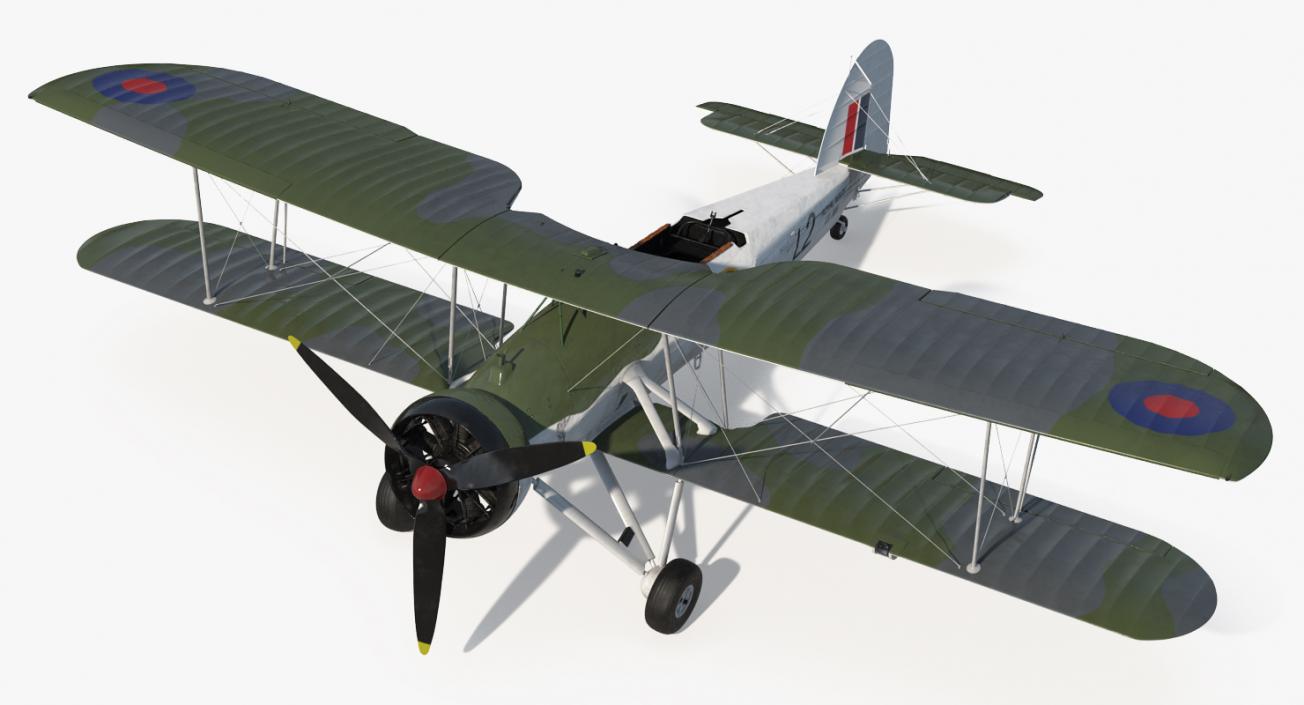 3D Biplane Torpedo Bomber Fairey Swordfish Rigged