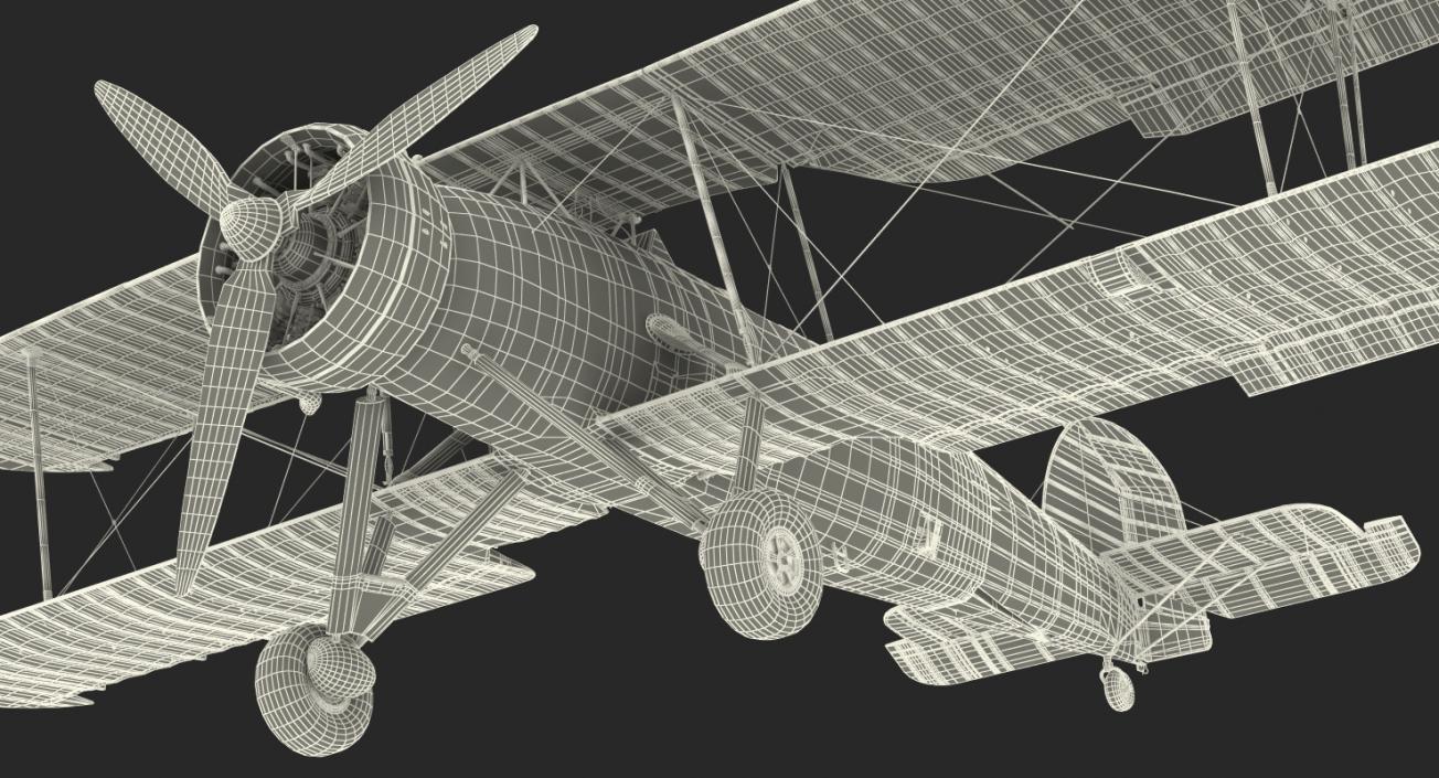 3D Biplane Torpedo Bomber Fairey Swordfish Rigged