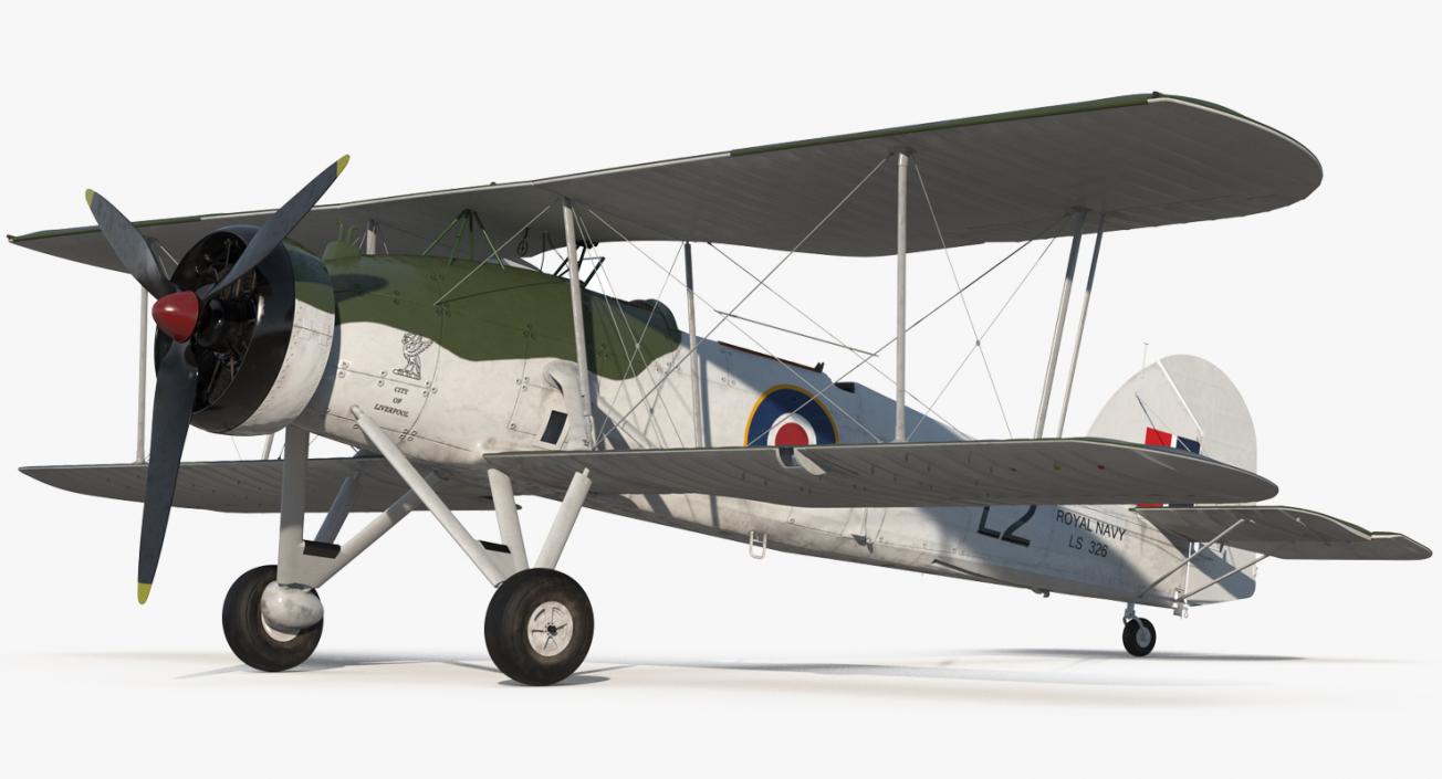 3D Biplane Torpedo Bomber Fairey Swordfish Rigged