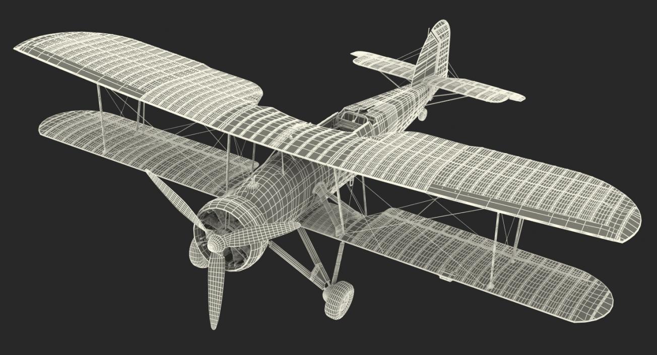 3D Biplane Torpedo Bomber Fairey Swordfish Rigged