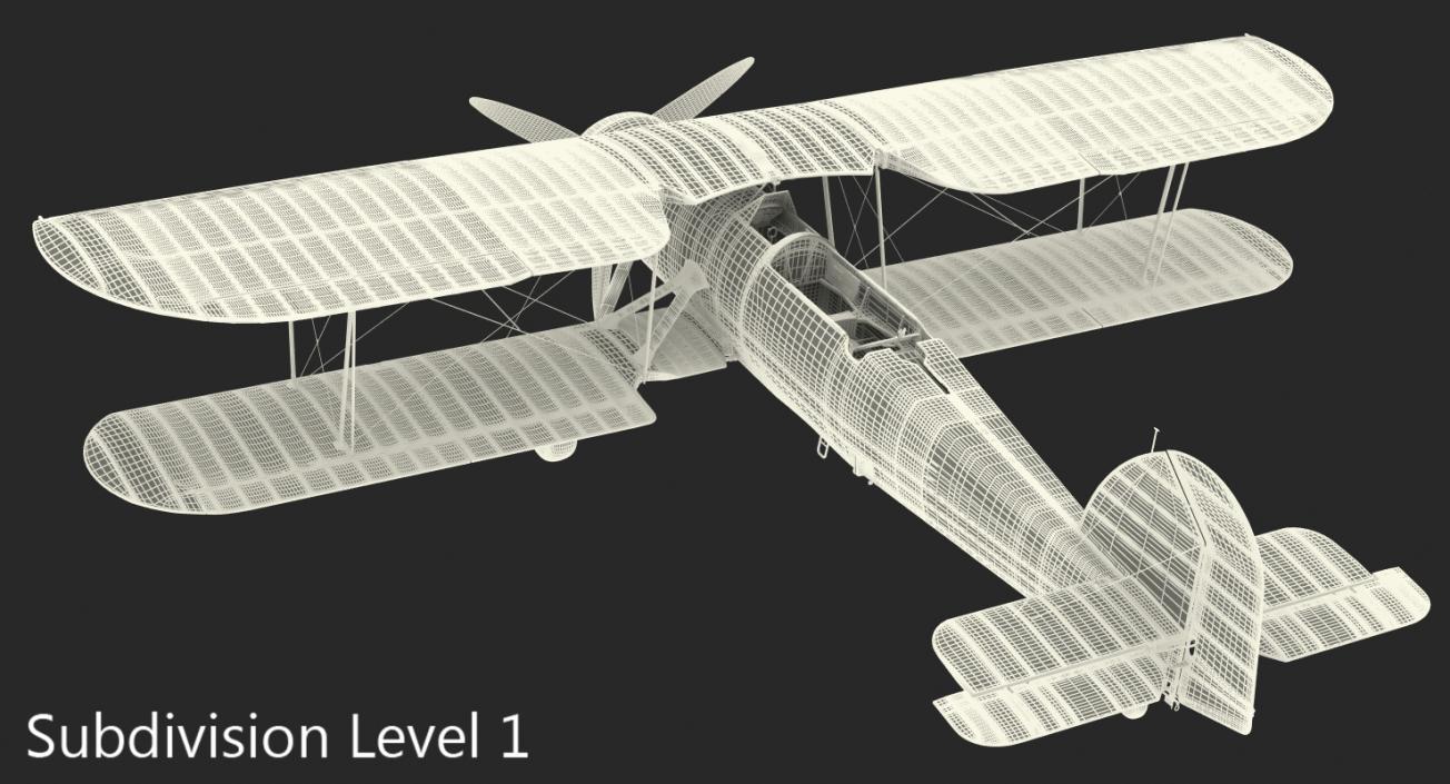 3D Biplane Torpedo Bomber Fairey Swordfish Rigged