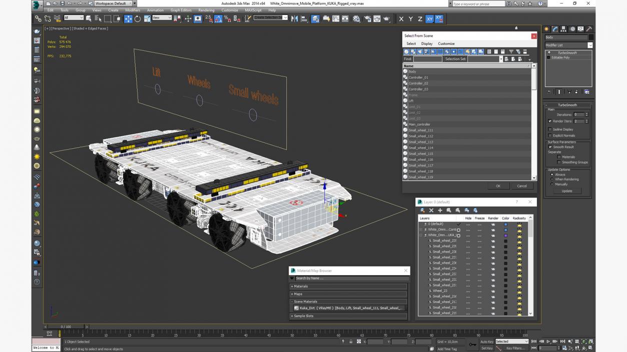 White Omnimove Mobile Platform KUKA Rigged 3D