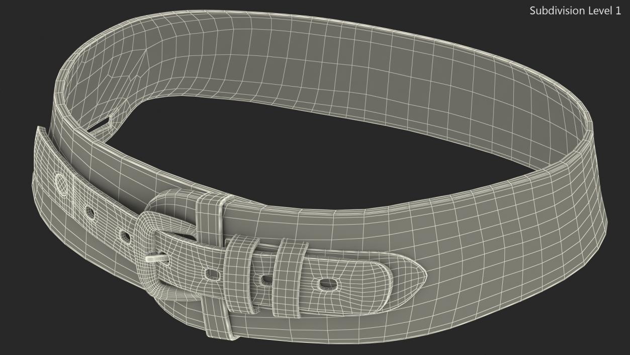 Gun Belt Leather Black 3D