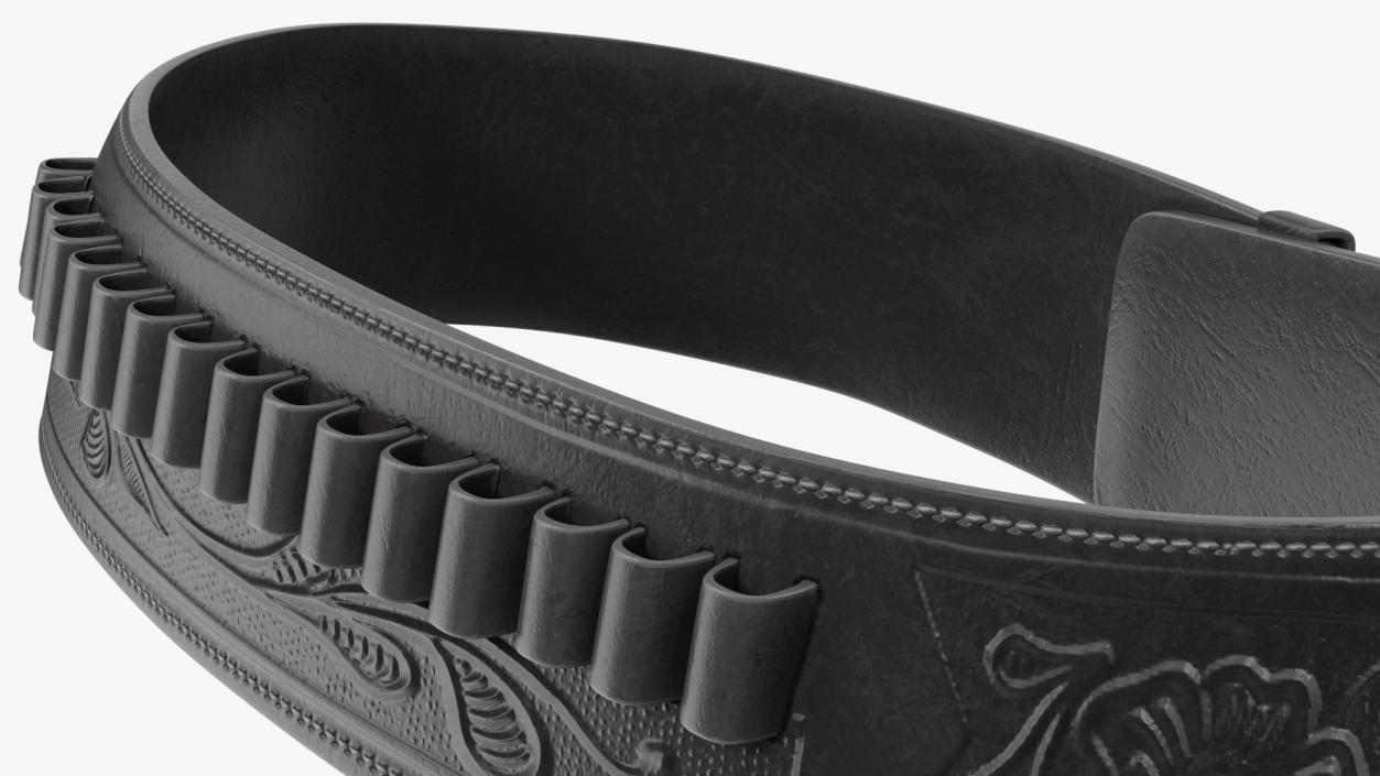 Gun Belt Leather Black 3D