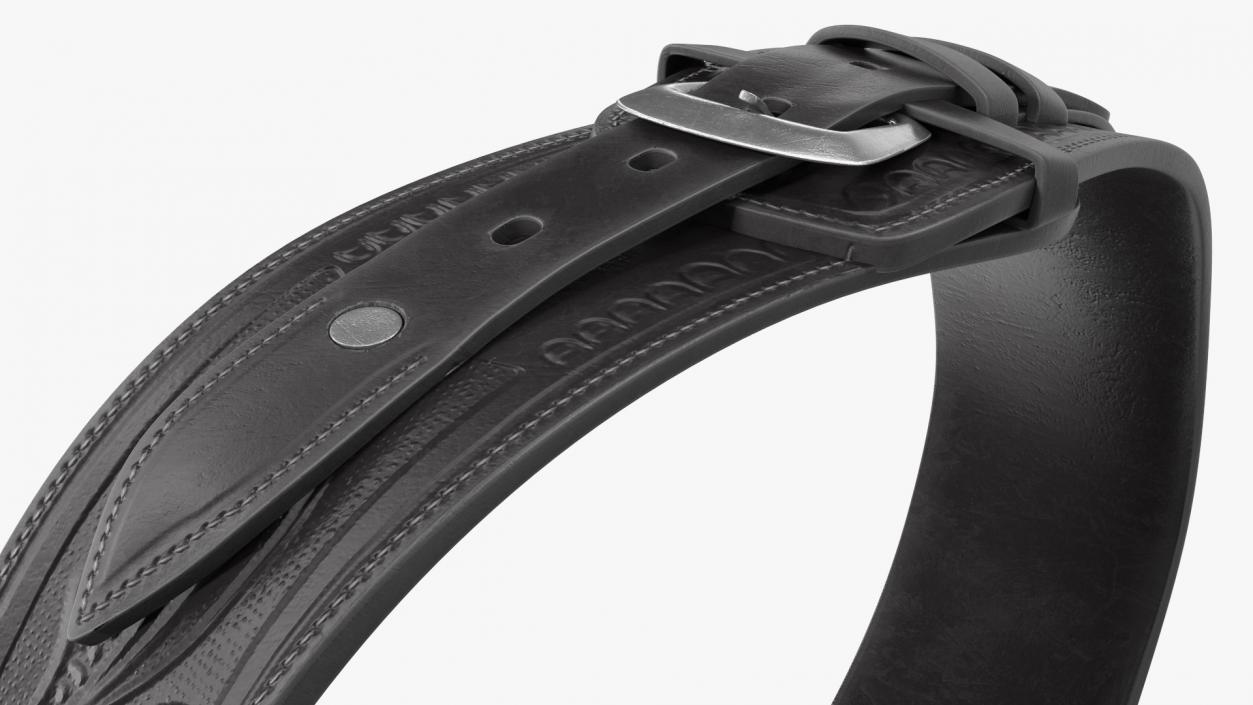 Gun Belt Leather Black 3D