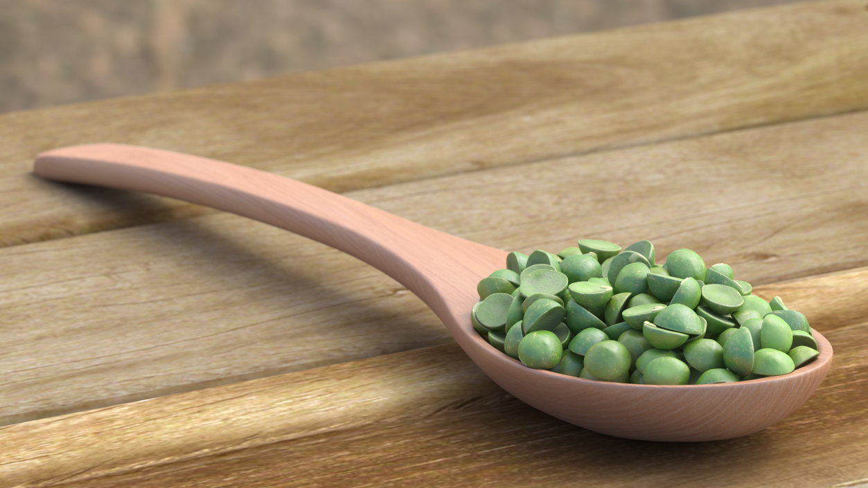 3D Split Pea in a Woden Spoon