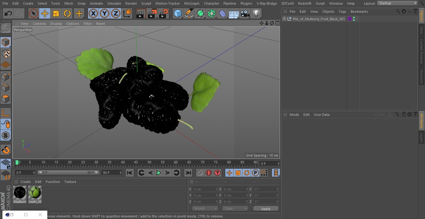 3D Pile of Mulberry Fruit Black model