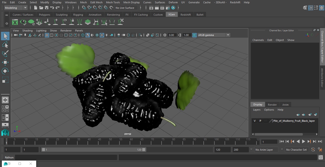 3D Pile of Mulberry Fruit Black model