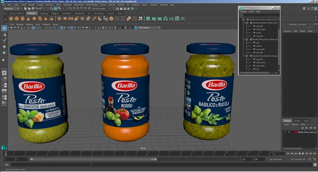 3D model Barilla Pesto Sauce 190 ml Set