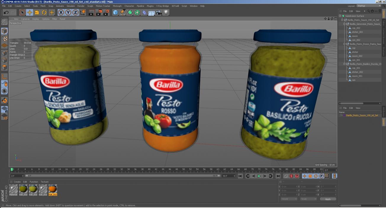 3D model Barilla Pesto Sauce 190 ml Set