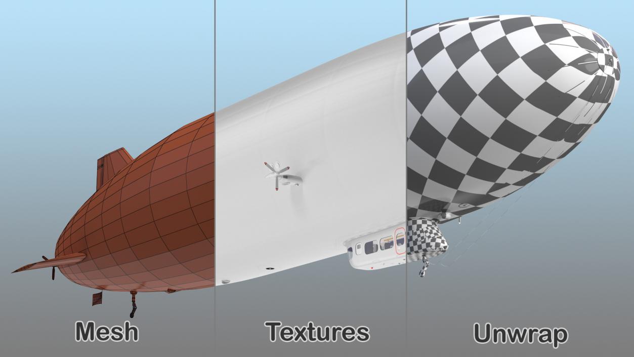 3D Blimp Airship Generic Rigged model