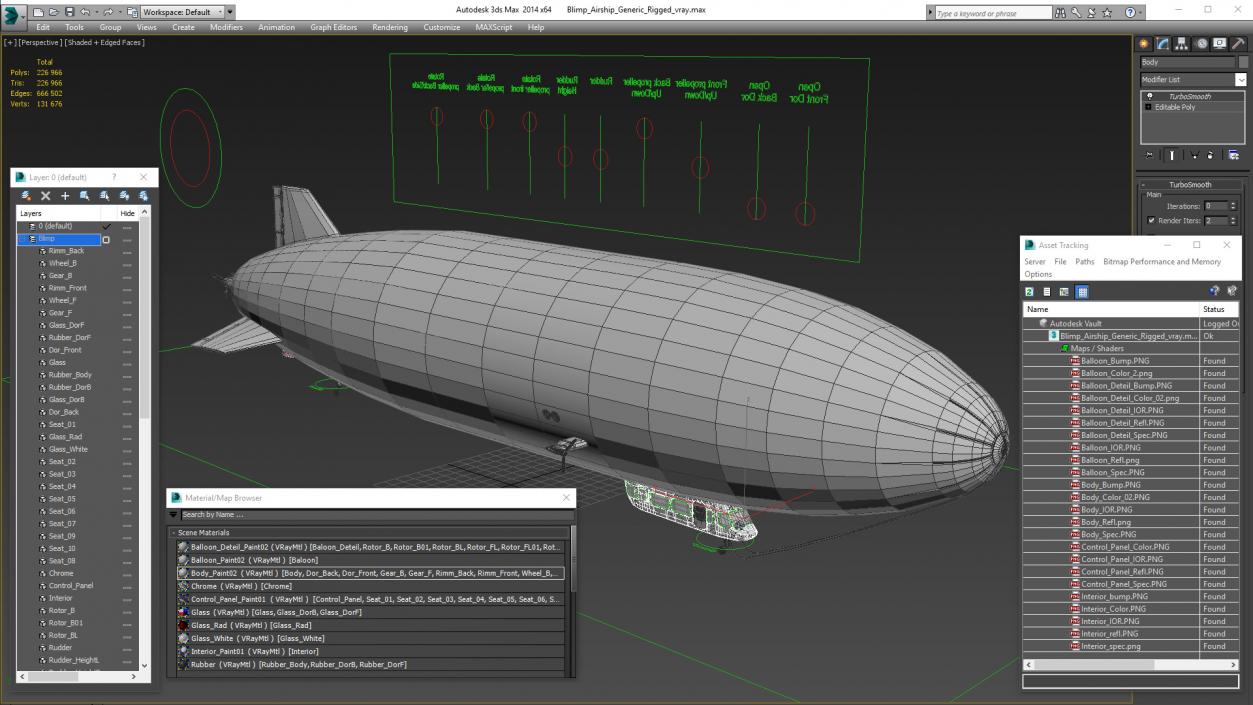 3D Blimp Airship Generic Rigged model